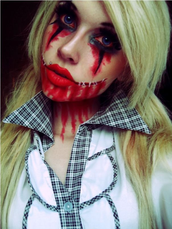 scary halloween makeup bloody face school girl -   Halloween Makeup Ideas
