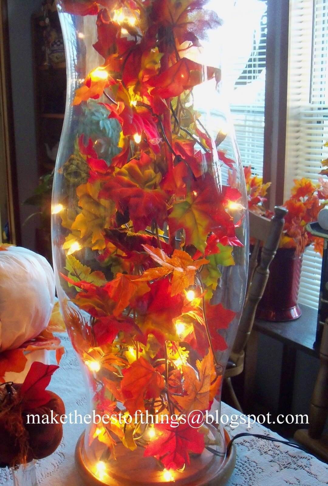 Lighted Autumn Hurricane -   HOME DECORATIONS WITH FALL LEAVES