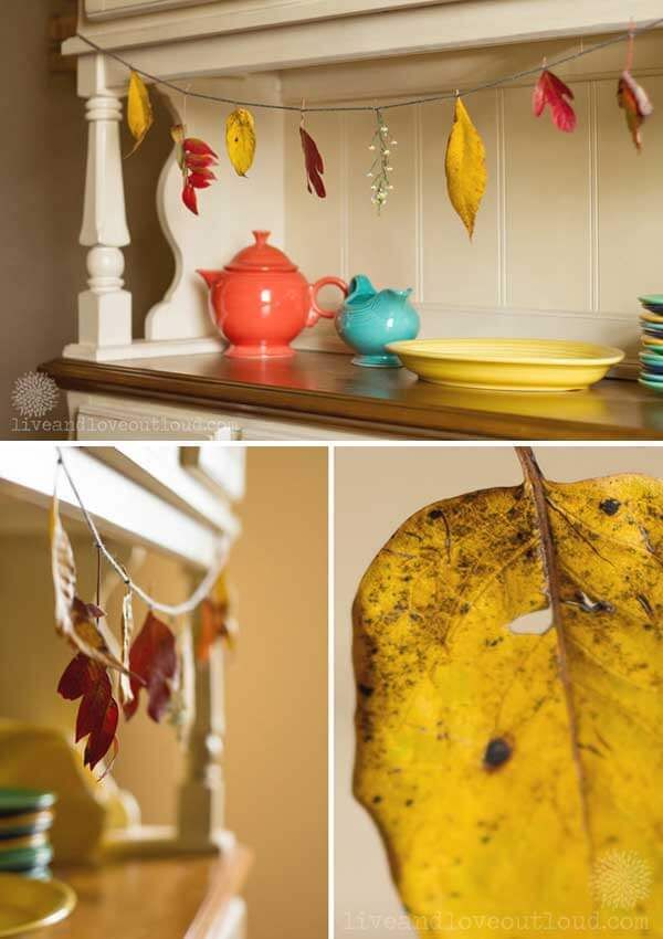 Leaves garland -   HOME DECORATIONS WITH FALL LEAVES