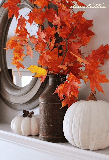 Upgrade fall mantel -   HOME DECORATIONS WITH FALL LEAVES
