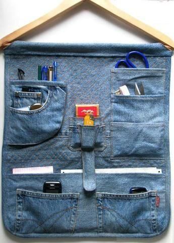 upcycle old jeans into an organizer.