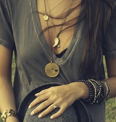 v-necks and long layered necklaces-LOVE