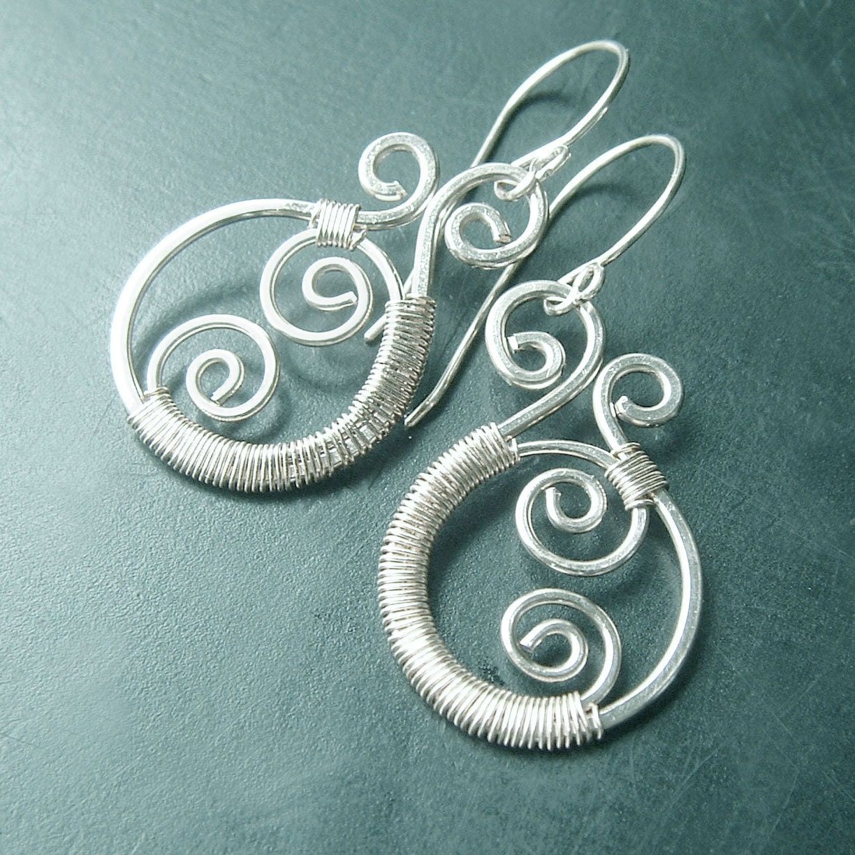 Silver Paisley Earrings Wire Wrap Earring drop by ArtistiKat -   wire wrap earrings