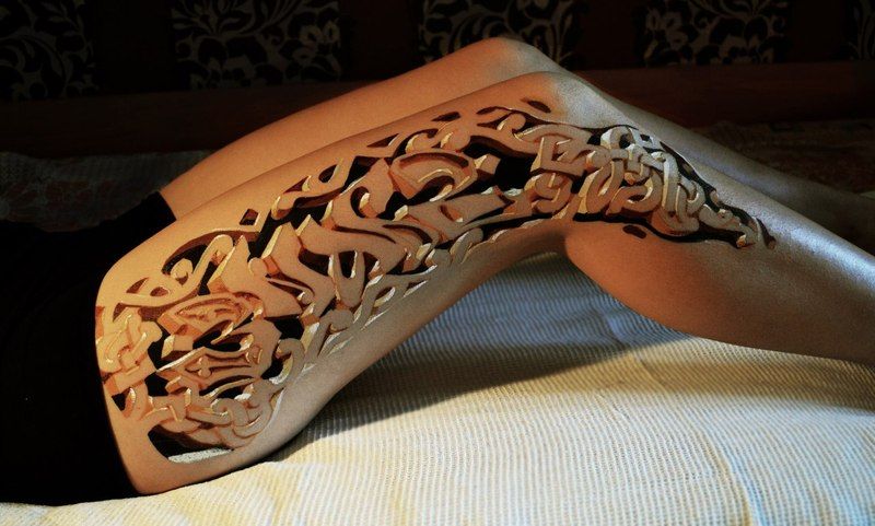 3D leg tattoo! INCREDIBLE!!!