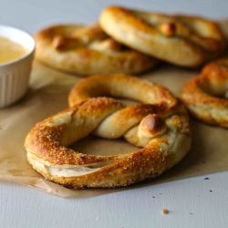 A exact copycat recipe for Auntie Anne's soft pretzels in just a little over