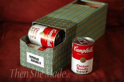 Another "Duh" that you overlook. Soda can boxes for any other can stor