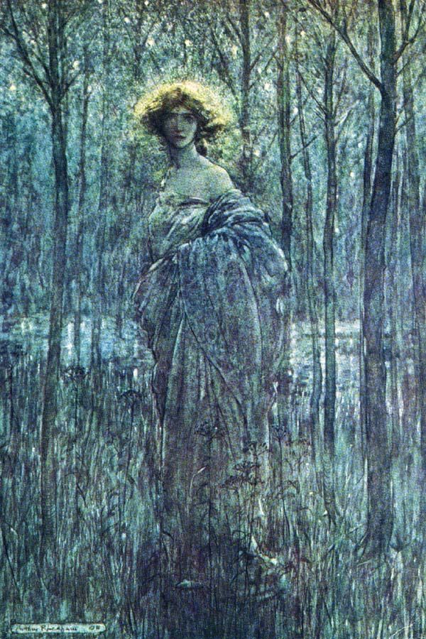 Arthur Rackham… i love the way the figure dissolves into the forest.