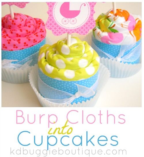 Baby Burp Cloth Cupcakes Tutorial
