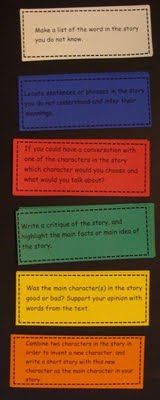 Blooms Taxonomy reading question cards