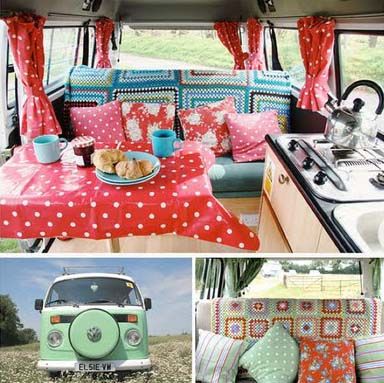 CROCHETED BLANKETS IN CARAVANS & CAMPERVANS. Gorgeous pictures of gorgeous croch