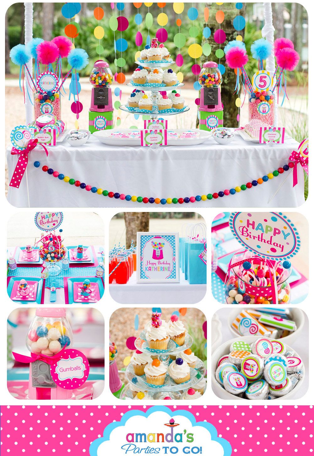 Candy Sweet Shoppe Party Printables Set – Candy Birthday – Gumball – Lollipop by