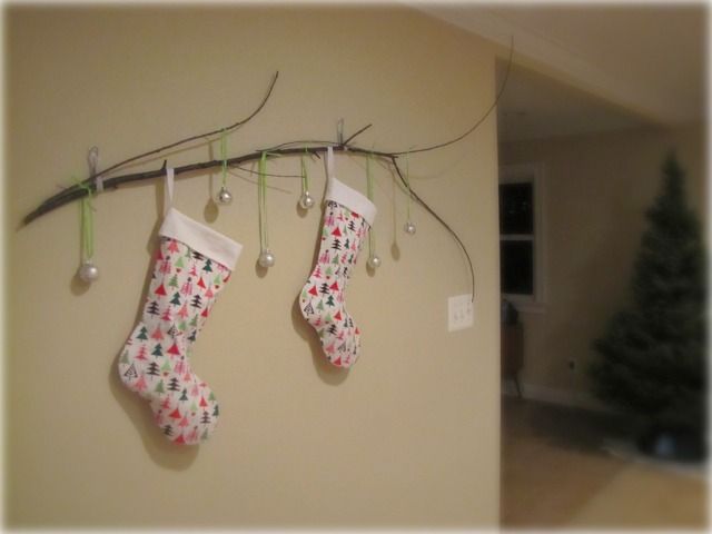 Christmas Stocking Branch; no mantle? No problem!
