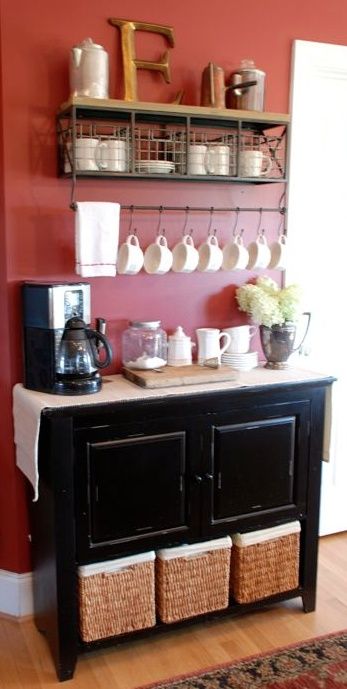 Coffee bar. ♥ this is really cute… would clear up counter space!