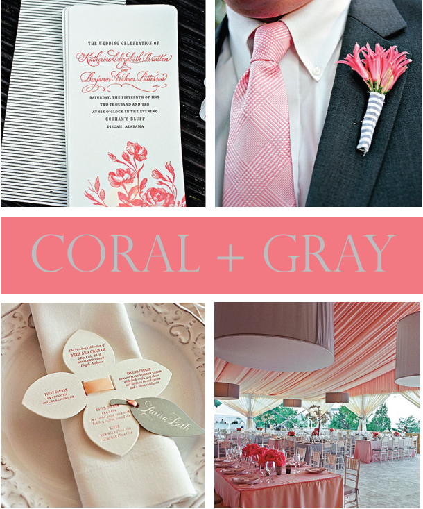 Coral + Gray Wedding