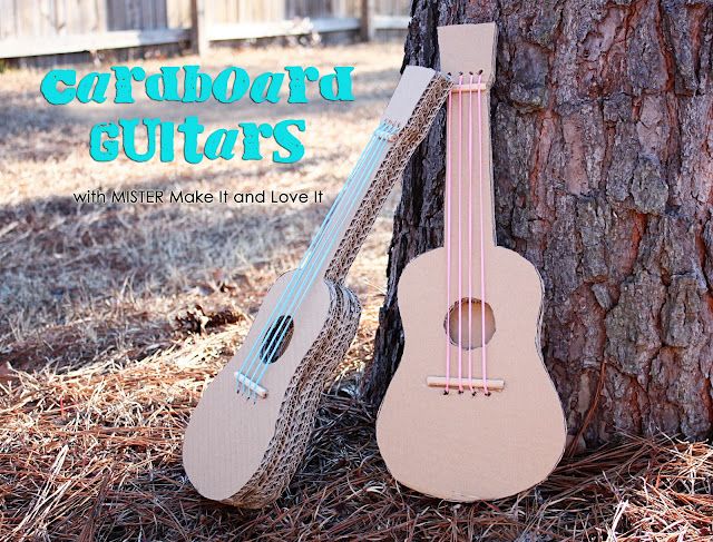 DIY Cardboard guitars!  Looks simple enough, and one of our activities this summ
