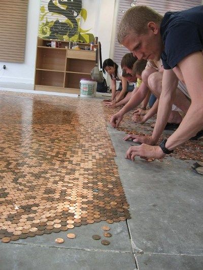 DIY penny flooring $1.44 a square foot