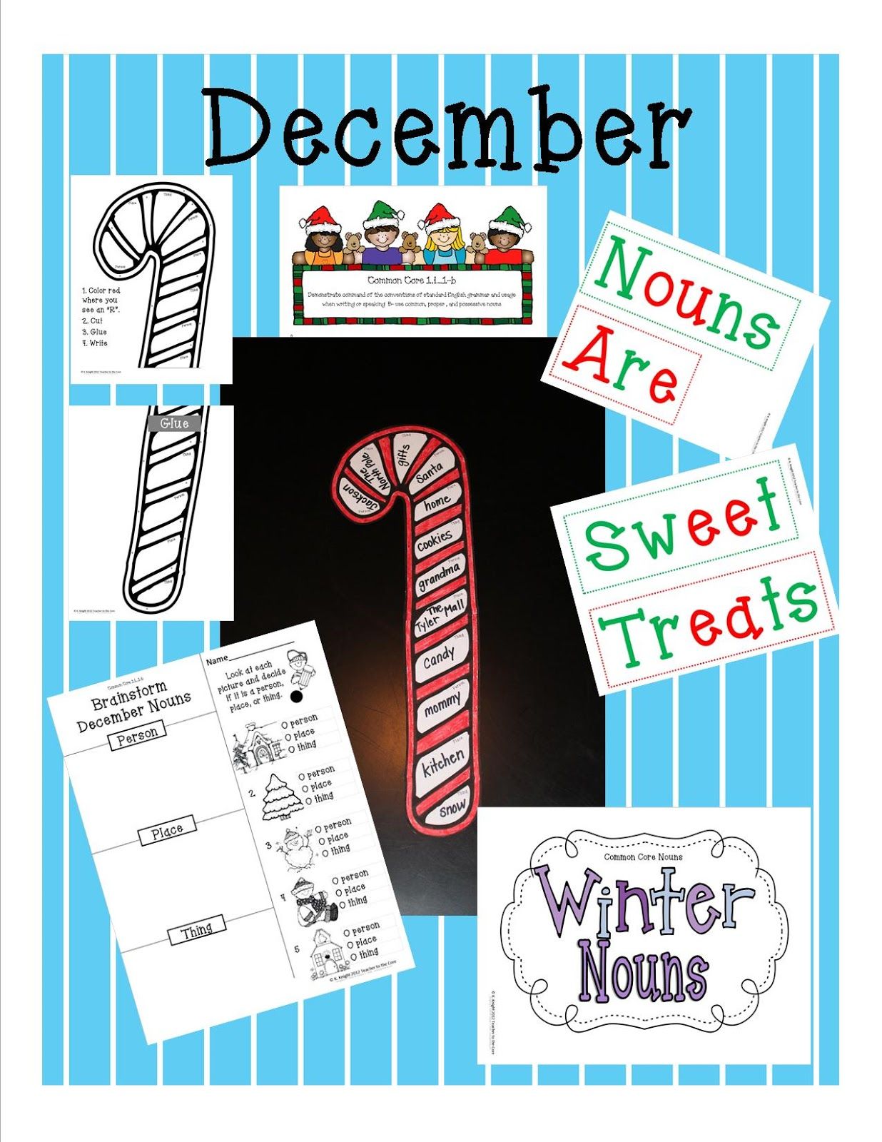 December Winter Nouns: Smart Art, Nouns Lesson, and Bulletin Board Decorations