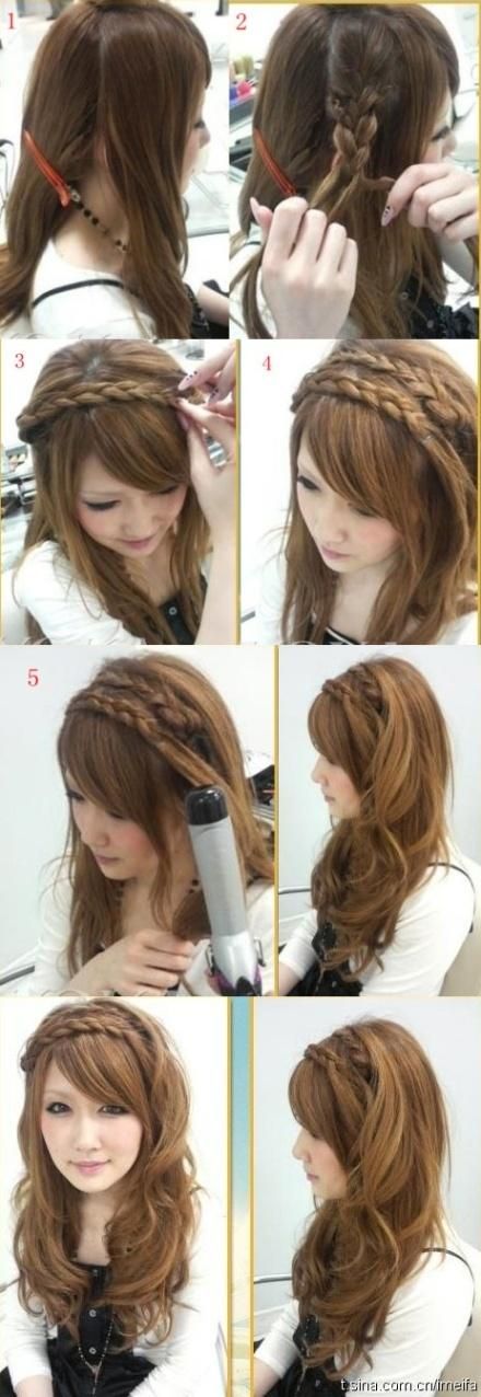 Double braid 3/4 crown with wide curls