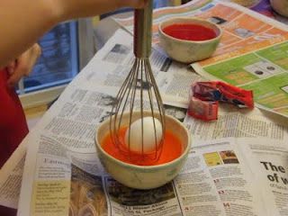 Easter egg dying for little hands. Use a whisk!! I'll have to remember this