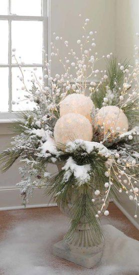 Elegant Winter Centerpiece or Display: Take white balloons and white tissue pape
