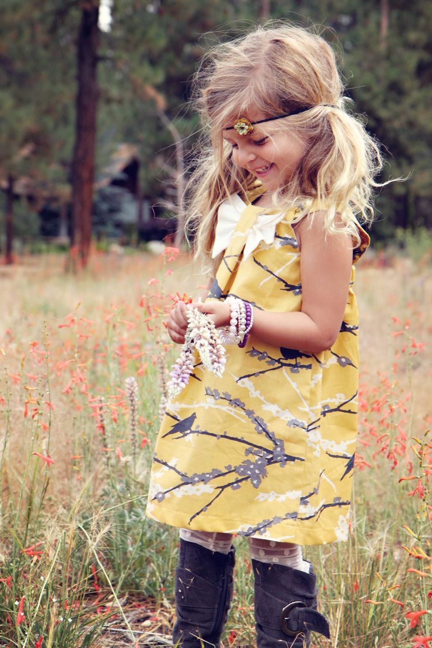 Fall Vintage Yellow Sparrow Dress.