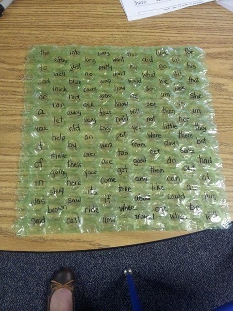 From Teacher Tipster….I found a use for bubblewrap! I wrote my students' s