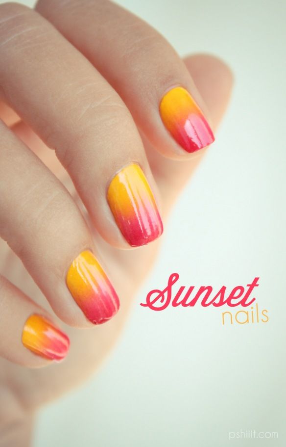 Gradient sunset nails. Awesome nail blog!