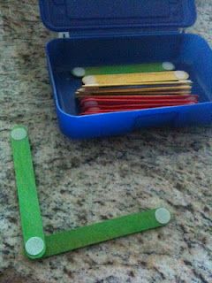 Great quiet time or restaurant activity Put velcro dots on the ends of popsicle