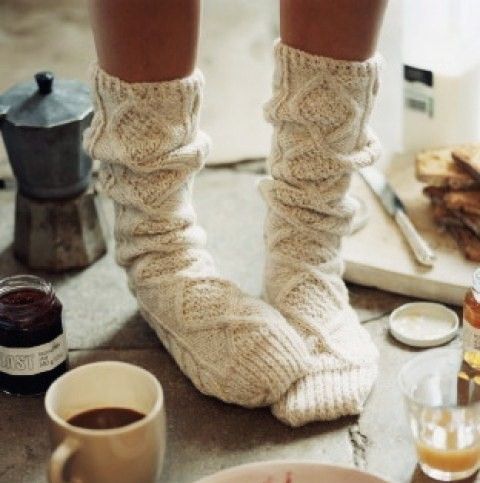 Hand-knitted socks.