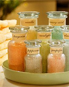 Homemade bath salts:  In a large bowl, mix to combine: 6 parts coarse sea salt;