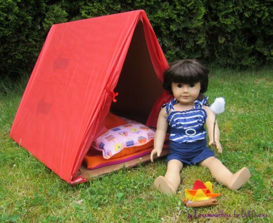 How to make a doll tent, sleeping bag and campfire for your American Girl doll