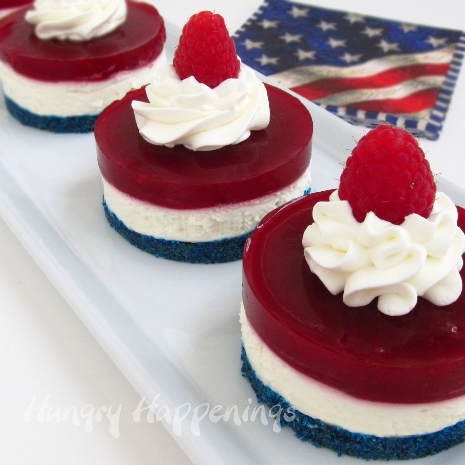 Hungry Happenings: Patriotic Cheesecakes Topped with Raspberry Gelée and Fr