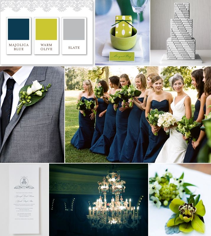 I want the wedding party in these colors! And i love the green-heavy floral arra