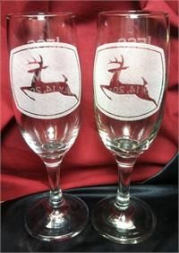 John Deere Wedding Wine Glasses, Personalized Wedding Toast Flutes