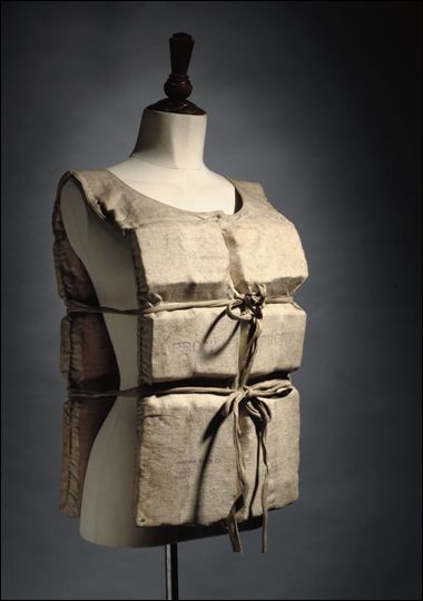 Life preserver worn by Titanic survivor Laura Mabel Francatelli on the night the