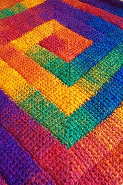 Loving the #rainbow colors of this Simply Spiraled #Crochet Square or Rectangle