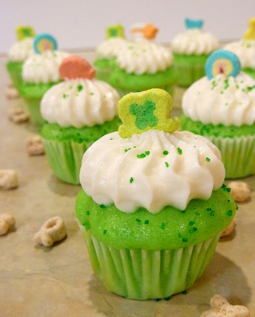 Lucky Charm Cupcakes and Marshmallow Buttercream