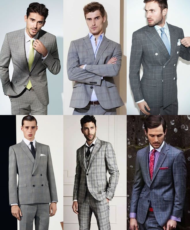 Men's Grey Checked Suits