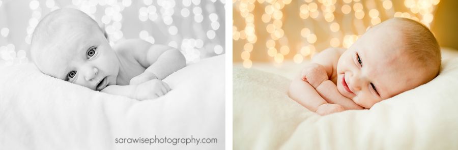 Newborn with Christmas lights