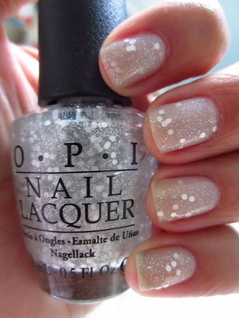 OPI Pirouette My Whistle over OPI My Pointe Exactly, looks like snow