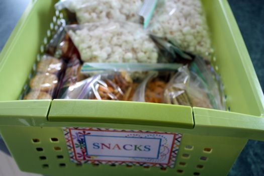 Pantry: Get rid of boxes and go ahead and preportion snacks into zippie bags for