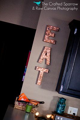 Pennies on letters. Easy copper art.