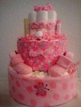 Pink Butterfly Flowers Diaper Cake Baby Shower Gift Centerpiece