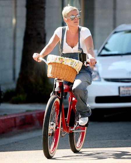 Pink and Carey Harts bicycle date
