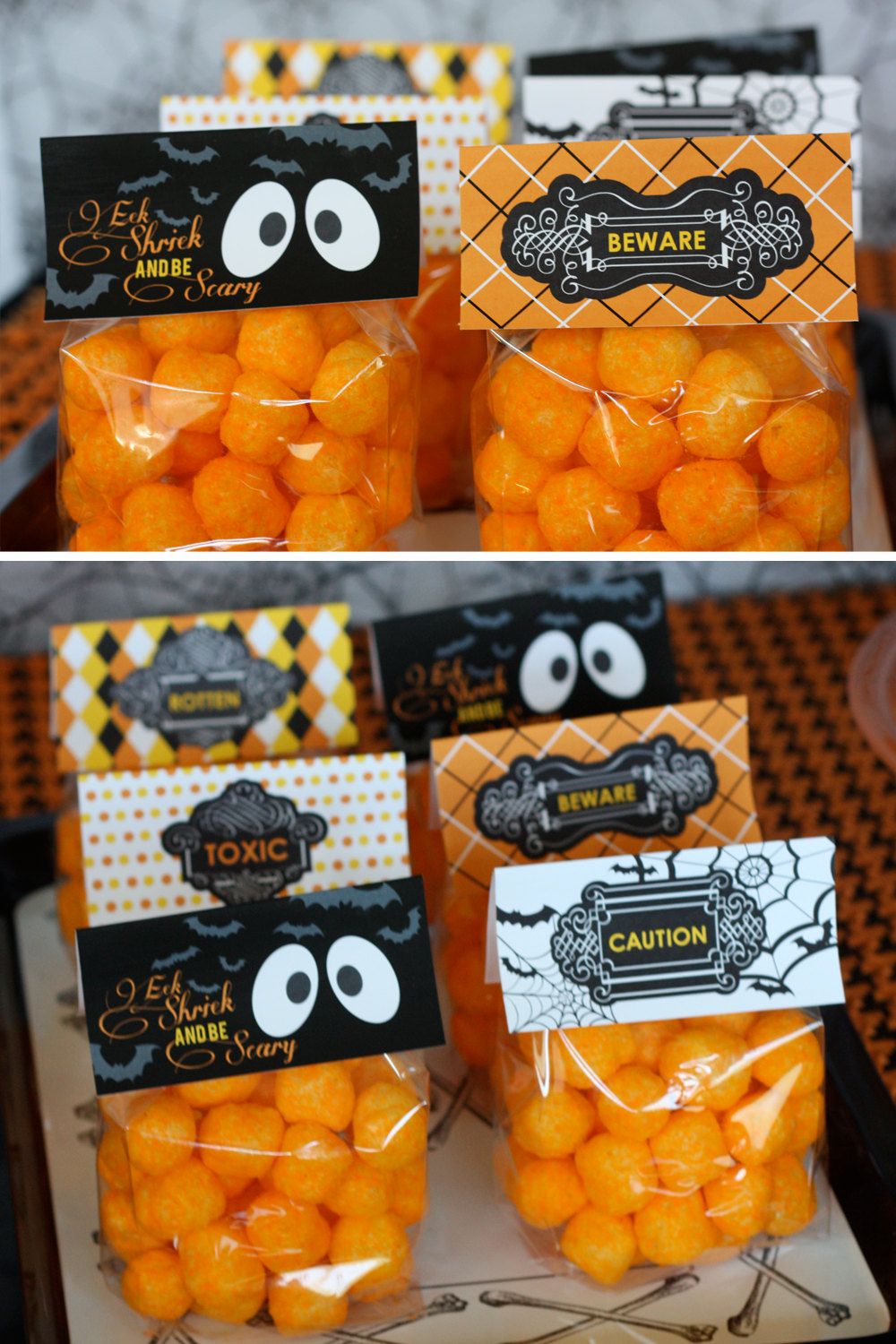 Pumpkin Poop (round Cheetos) for Halloween party favors