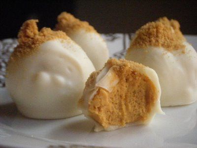 Pumpkin cream cheese truffles. I have to remember these for Thanksgiving and Chr