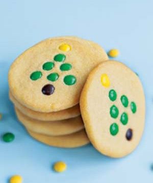 Ready-to-bake sugar-cookie dough and M & M Minis via Real Simple
