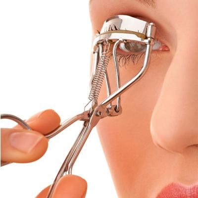 "Run your eyelash curler under warm water (or blast it with your blow drier