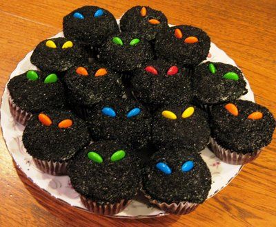 Scary cupcakes with m & m eyes. Cute.