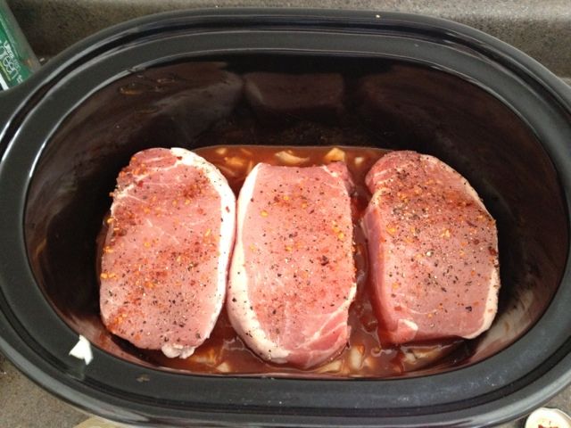 Simple BBQ "Pulled" Pork in the Crockpot using pork chops. Literally j